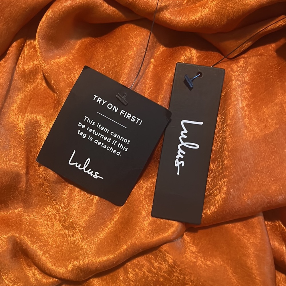 Lulu's Copper Satin Spaghetti-Strap Dress - Picture 3 of 3